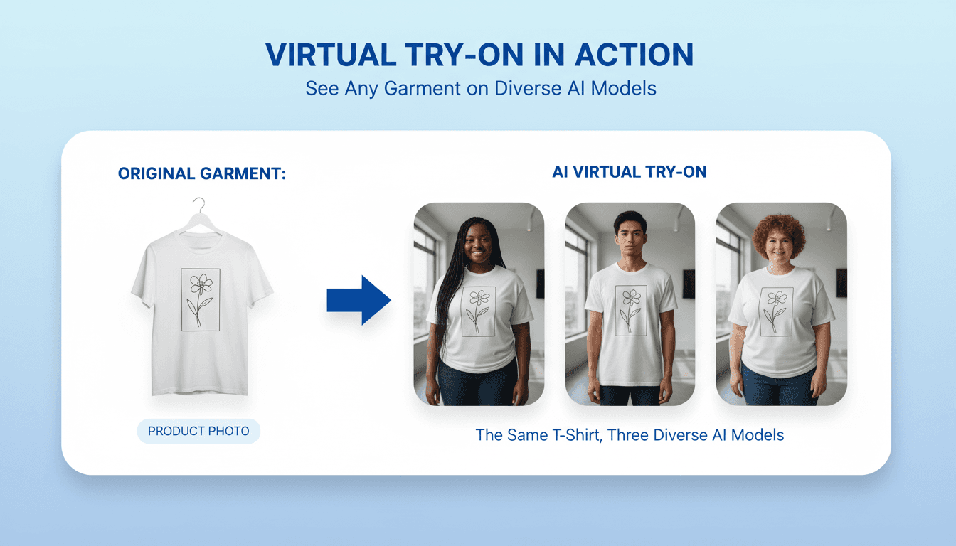 AI virtual try-on technology showing garment on diverse body types